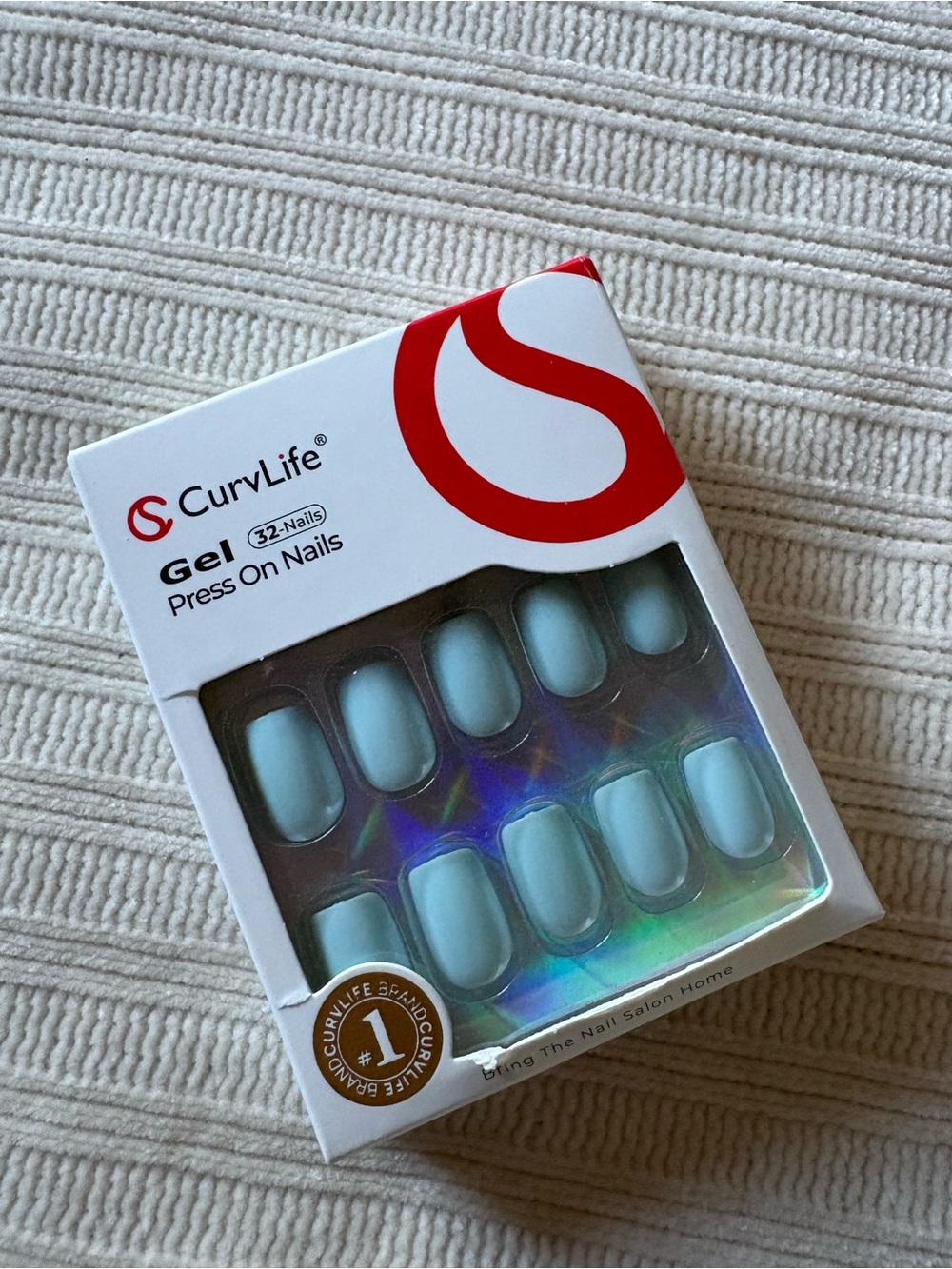 Curvlife Light Blue Gel Press-On Nails – 32 Pack Sky Wisper